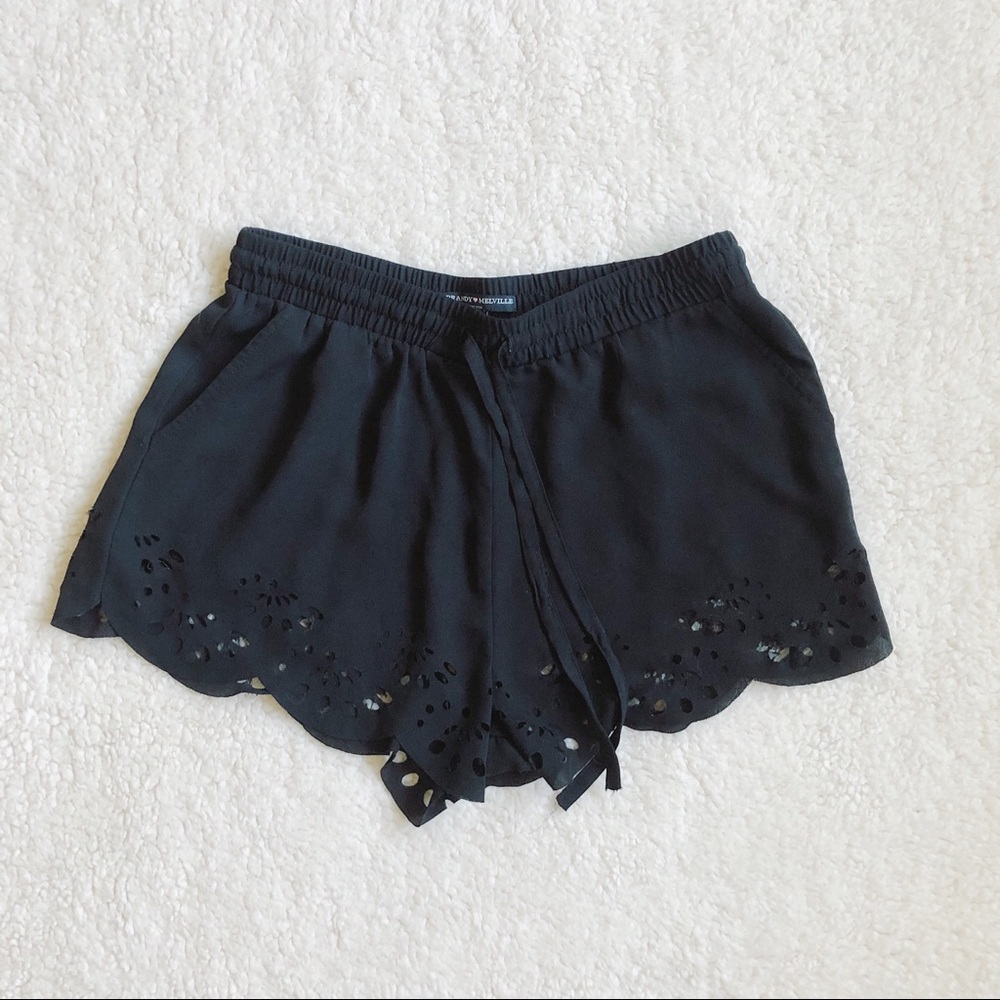 Brandy Melville | Black Floral Cutout Shorts